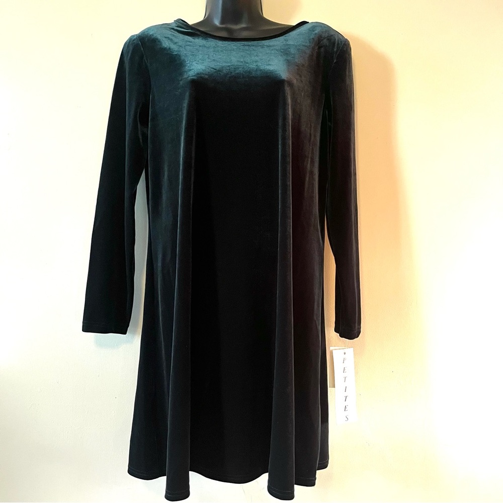 vintage NWT Velvet dress 12 A-line Emerald green Holiday swing